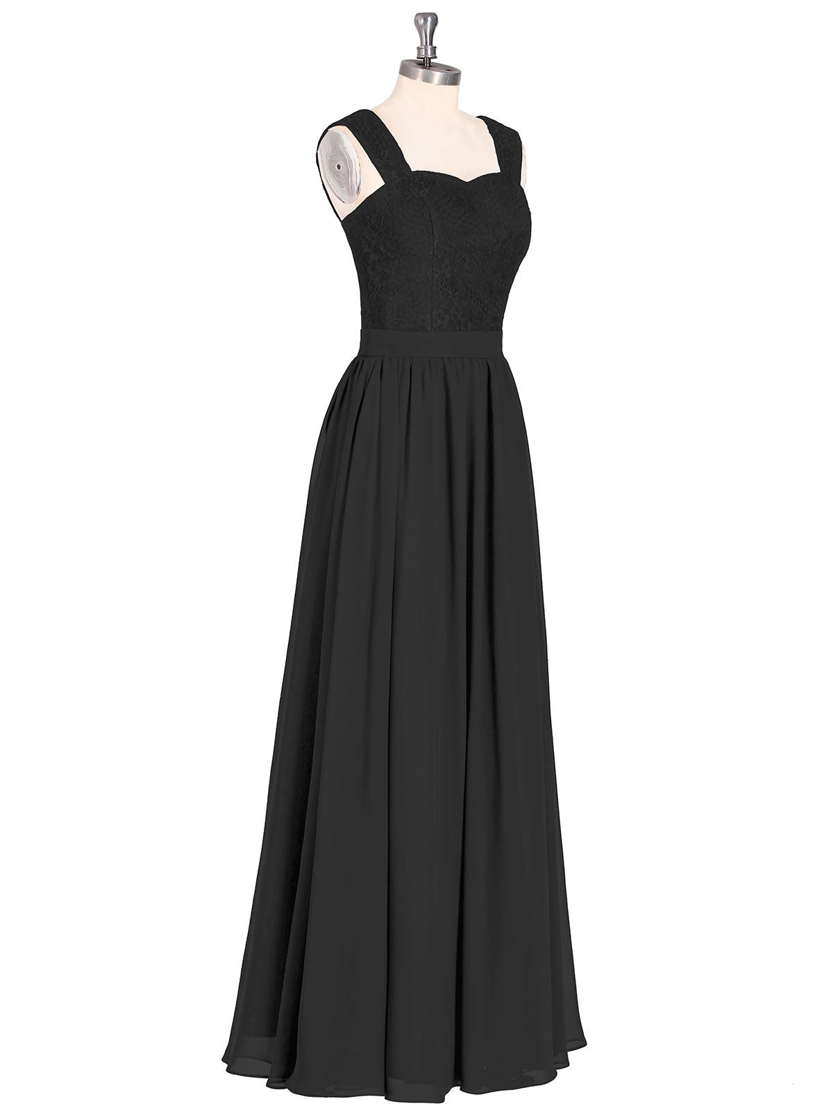 Long Dress with Lace Bodice and Straps Plum